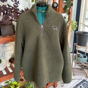 Olive Green VS Pink Sherpa 1/4 Zip Jacket